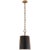 Hastings Small Pendant in Hand-Rubbed Antique Brass with Black Shade Designer: Carrier and Company Canopy: 5" Round...