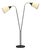 1960s Swedish Modern, Floor Lamp, Black Lacquered Metal, Brass, Fabric For Sale