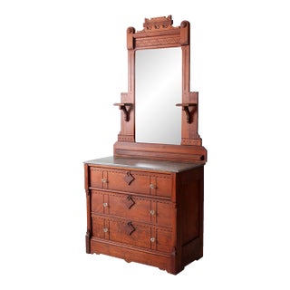 Antique East Lake Style Victorian Dresser With Mirror For Sale