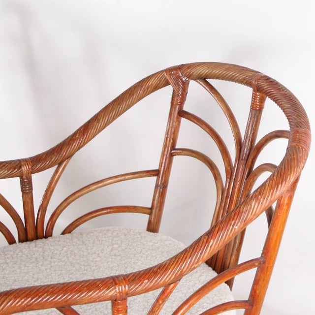Wood Rattan Armchairs, 1970s, Set of 2 For Sale - Image 7 of 15