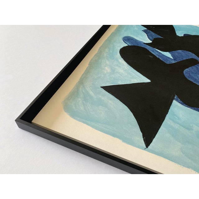 1970s Georges Braque Vintage 1970 Mid Century Modernist Framed French Fine Art Lithograph Print " Astre Et l'Oiseau II " 1958 For Sale - Image 5 of 17