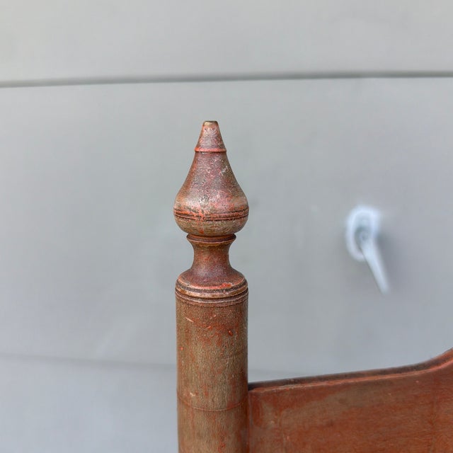 Wood Antique Salmon Painted Ladderback Side Chair, Circa 1820's For Sale - Image 7 of 12