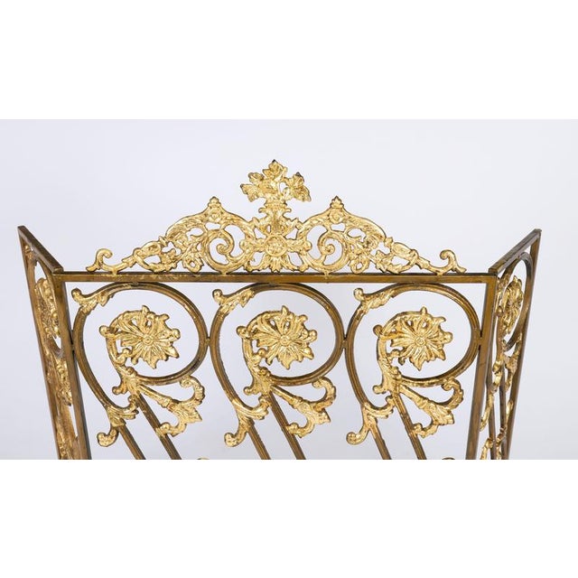 Antique Louis XIV Revival French Brass Fire Screen For Sale - Image 3 of 10