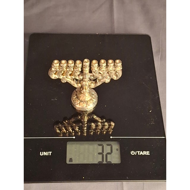 Vintage Miniature 925 Sterling Silver Hanukkah Menorah Hanukkiah 32g Judaica For Sale - Image 11 of 12