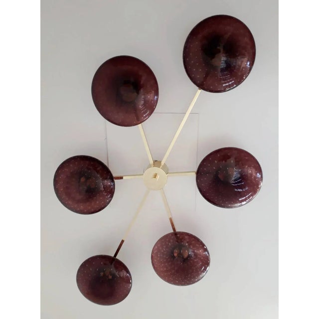 Mid-Century Modern Angelo Polished Brass Amethyst Bubbles Glass Flush Mount by Fabio Ltd For Sale - Image 3 of 7