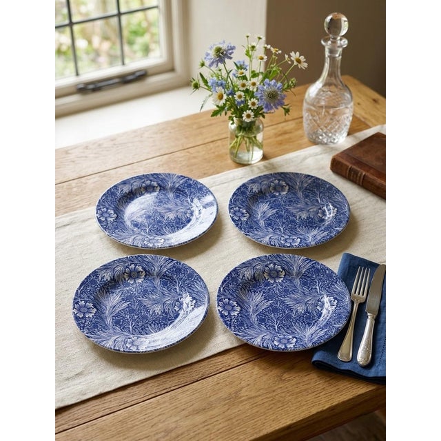 Ceramic William Morris "Marigold" Blue and White Plates by Goodies - Set of 4 For Sale - Image 7 of 8