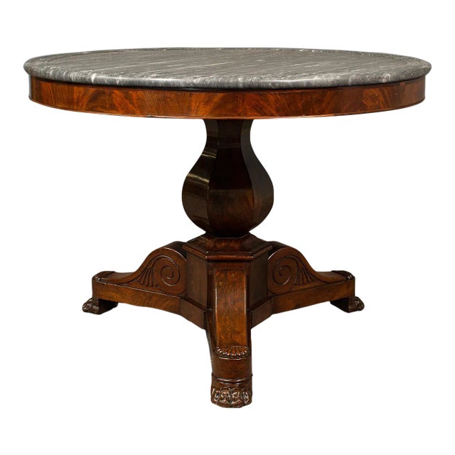 1820s Antique Regency English Marble Drum Table For Sale