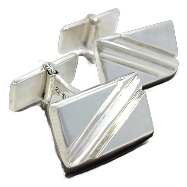 Late 20th Century Georg Jensen Estate Sterling Silver Cufflinks 17.20 Grams, A Pair For Sale