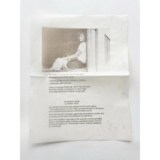 Black 1980s Nancy Noel “The Sunday Game” Amish Girl Signed & Numbered Print For Sale - Image 8 of 8