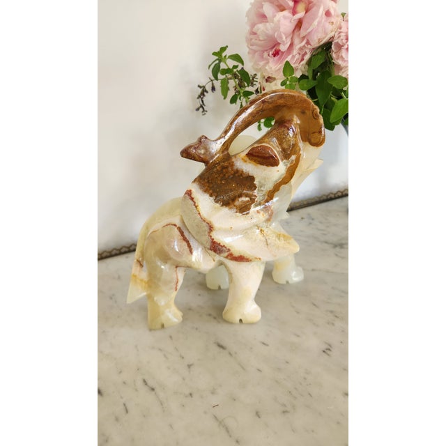 Vintage Large Carved Onyx Elephant Sculpture For Sale In New York - Image 6 of 18