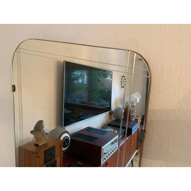 Brown Asymmetric Mirror with Wood Frame, 1960s For Sale - Image 8 of 10