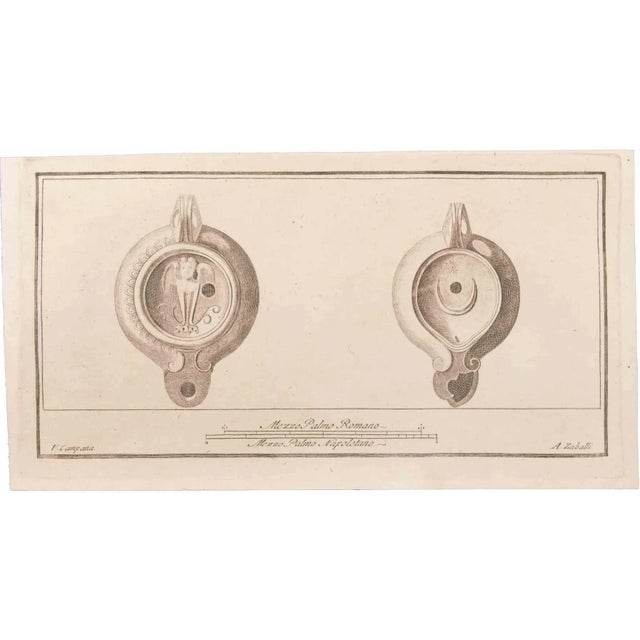Oil lamp to hang is an etching realized by vincenzo campana (1730-1806). The etching belongs to the print suite...