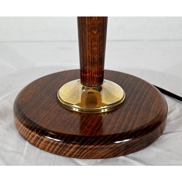 1950s Mahogany and Brass Table Lamp in the style Mazda, 1950s For Sale - Image 5 of 18