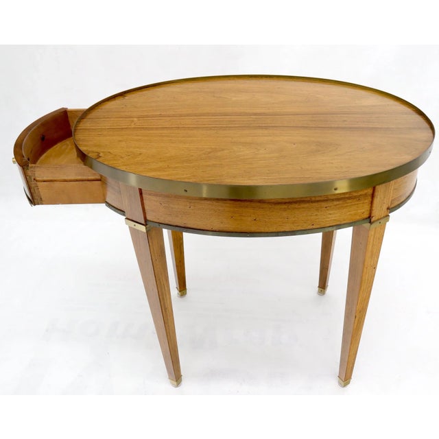 Mid-Century Modern Oval Brass Gallery One-Drawer End Side Table in Bleached Rosewood by Baker For Sale - Image 3 of 13