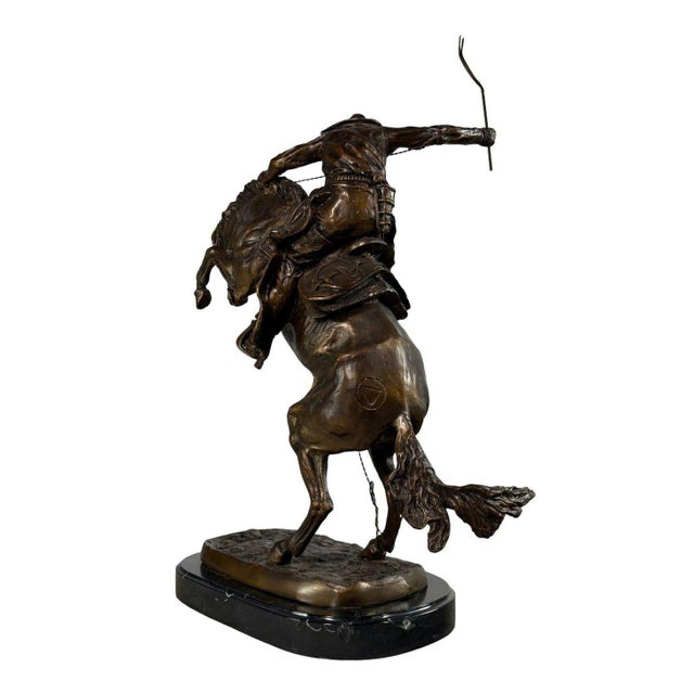 "Bronco Buster" Signed Bronze Sculpture After Frederic Remington - 35" H For Sale - Image 11 of 11