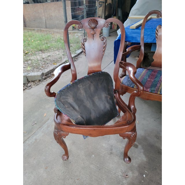 Late 20th Century Queen Anne Style Armchairs by Georgian Furnishings- Set of 4 For Sale - Image 10 of 12