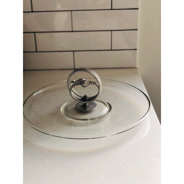 Metal 1930s Art Deco Cheese Tray Glass & Aluminum For Sale - Image 7 of 9