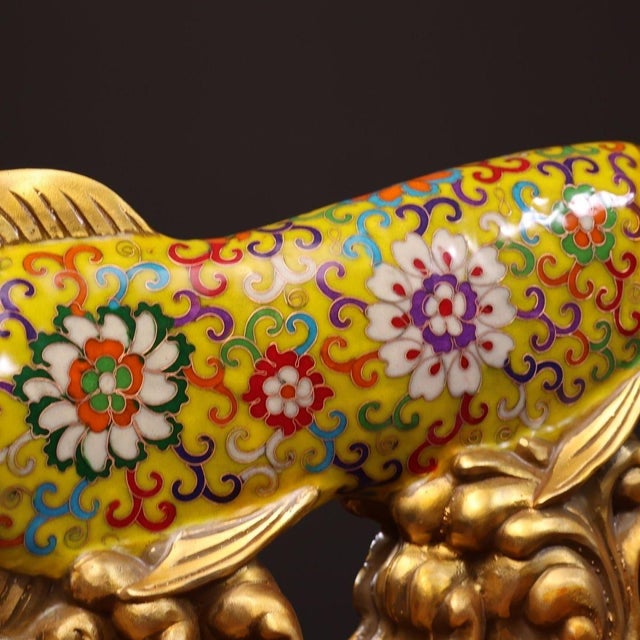 Late 19th Century Late 19th Century Cloisonné Enamel Fish Statue on Gilt Base, 3.05kg For Sale - Image 5 of 9