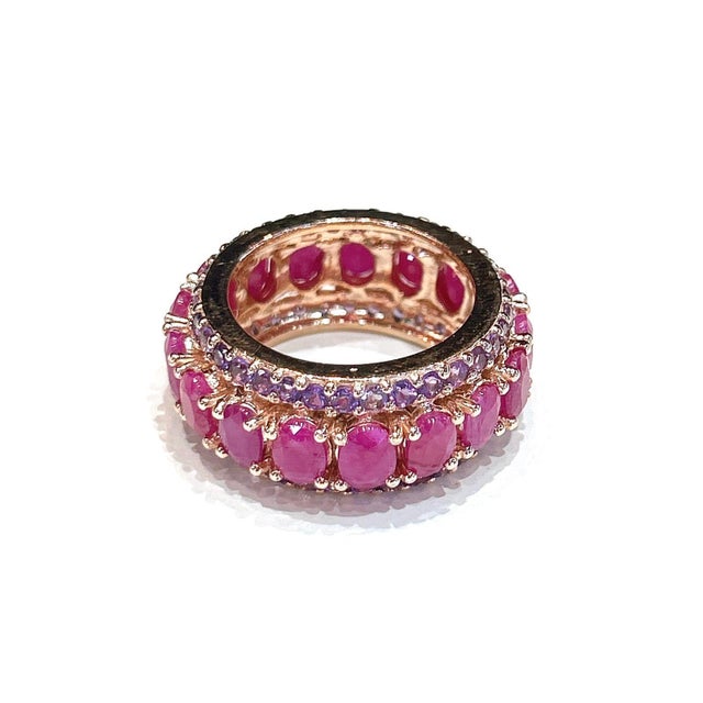 Bochic “Capri” Red Ruby & Purple Amethyst Ring Set In 18K Gold & Silver Natural Red Ruby - 4.00 carats Natural Amethyst -...