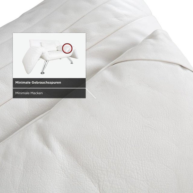 DS 142 White Leather Wing Lounger Sofa with Chrome Feet and Manual Function from de Sede For Sale - Image 13 of 18