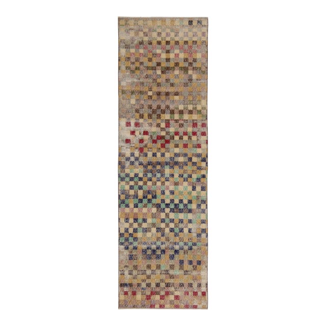 Vintage Zeki Muren Runner in Polychromatic Geometric Pattern - by Rug & Kilim For Sale