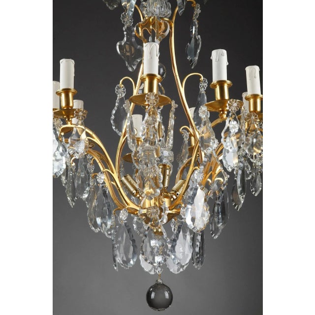 Gilded Bronze and Pendants Chandelier with Eight Arms of Lights For Sale - Image 9 of 18