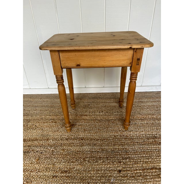 Wood Antique European Pine Side Table With Drawer For Sale - Image 7 of 7