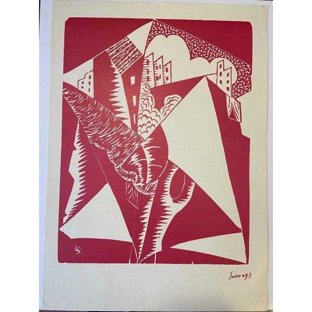 Survages Estampe 64 x 46 cm double signature dans la planche circa 1975 This piece is attributed to the mentioned...