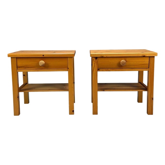 Swedish Modern, Nightstands, Pine, Sweden, 1970s For Sale