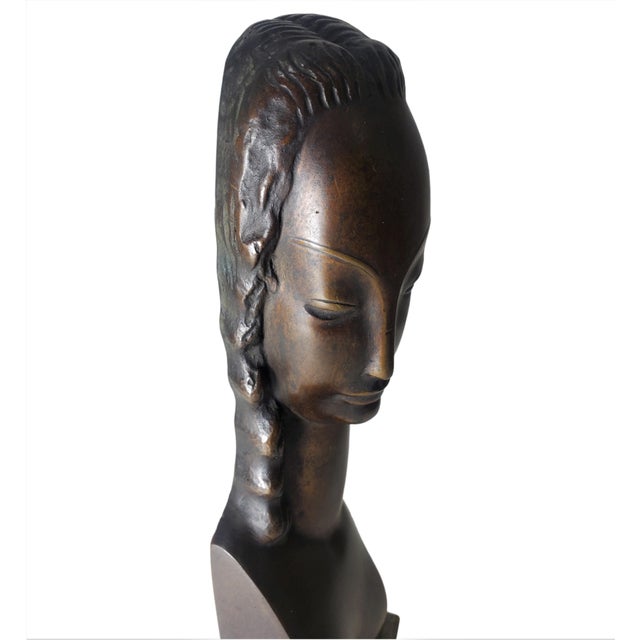 Early 20th Century Minimalist Bronze Sculpture / Portrait / Bust of a Woman by Adam Antes For Sale In New York - Image 6 of 12