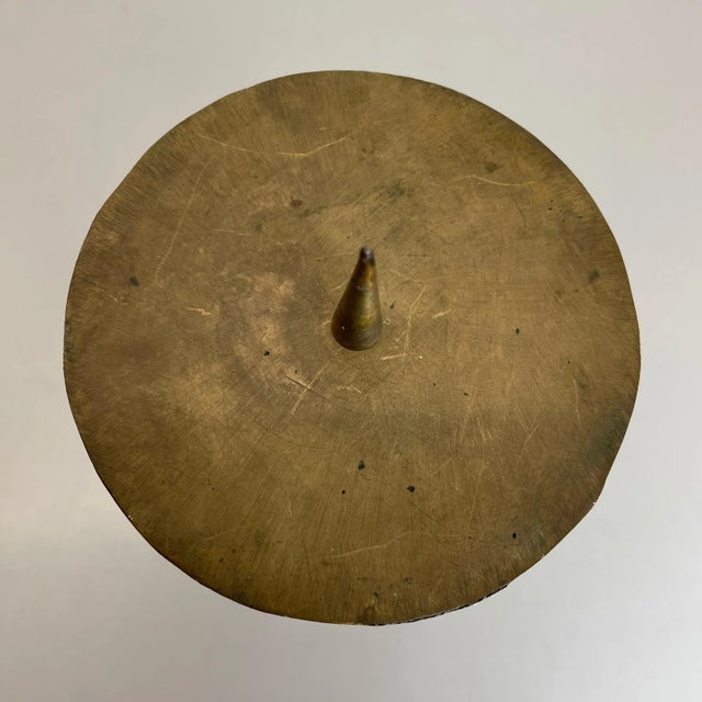 Brutalist German Sculptural Tripod Candleholder in Brass, 1970s For Sale - Image 12 of 16