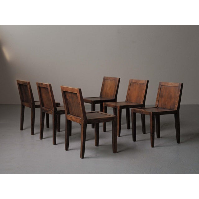 Architectural Oak Chairs, France, 1970, Set of 6 For Sale - Image 6 of 18
