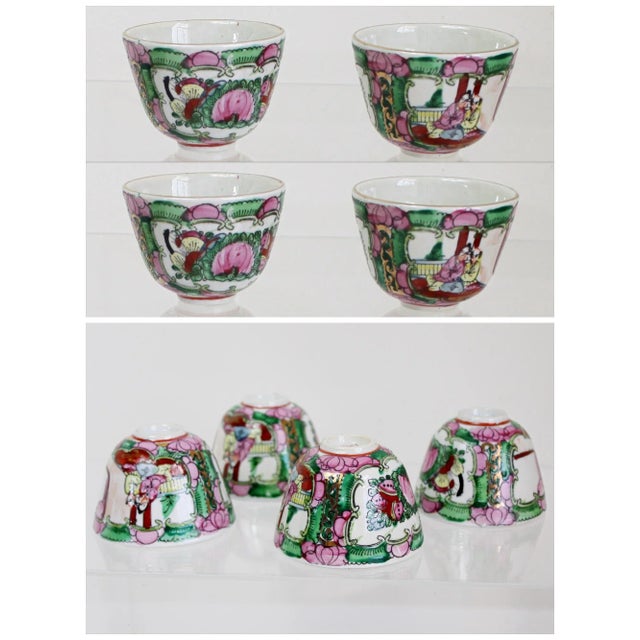 Fabulous large set of Vintage Chinoiserie Asian porcelain set - famille rose medallion -, white porcelain gilt, hand...