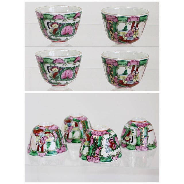 Fabulous large set of Vintage Chinoiserie Asian porcelain set - famille rose medallion -, white porcelain gilt, hand...