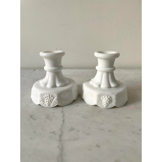 Westmorland Milk Glass Candle Sticks Holders Chairish
