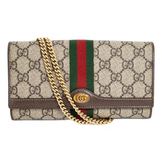 Gucci Ophidia Gg Supreme Web Brown Leather Woc Wallet For Sale
