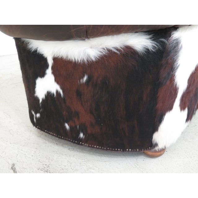 1990s Vintage King Ranch Saddle Leather & Hide Tufted Sofa Chairish