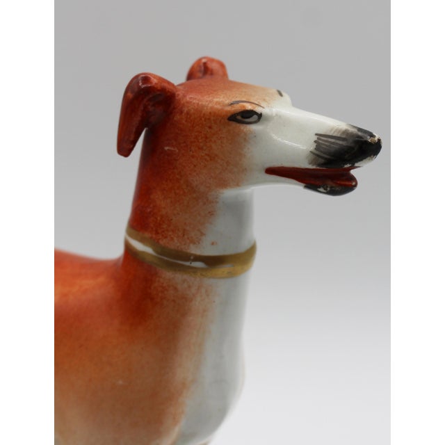 Circa 1860-80 English Staffordshire Pair of Standing Whippets For Sale In Raleigh - Image 6 of 9
