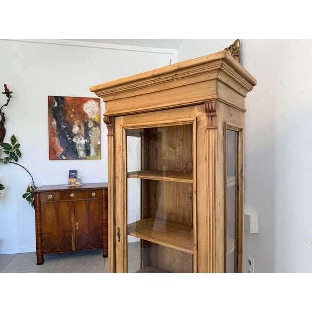 Wood Rustic Display Cabinet with Glass For Sale - Image 7 of 12