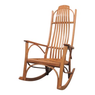 Late 20th Century Adirondack Oak Bentwood Rocking Chair For Sale