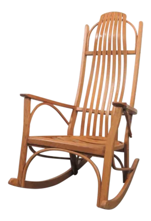 Late 20th Century Adirondack Oak Bentwood Rocking Chair