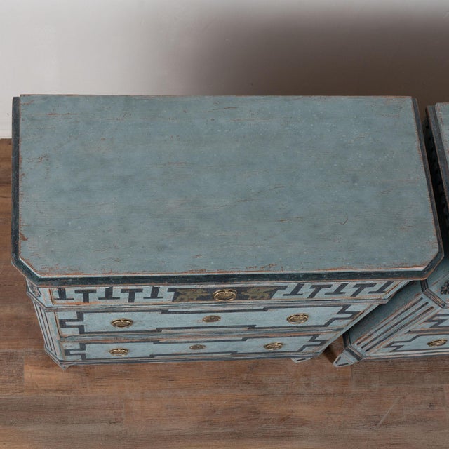 19th Century Blue Painted Swedish Gustavian Chest of Drawers For Sale - Image 4 of 16