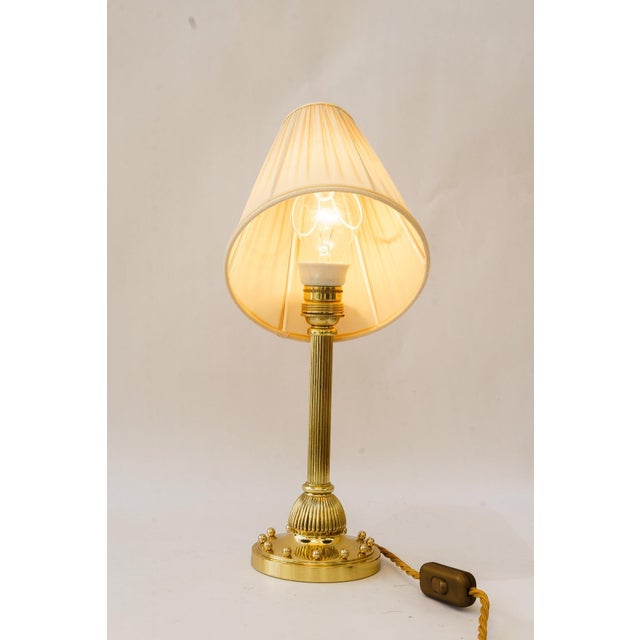 Gold Art Deco Table Lamp with Fabric Shade, Vienna, 1920s For Sale - Image 8 of 14