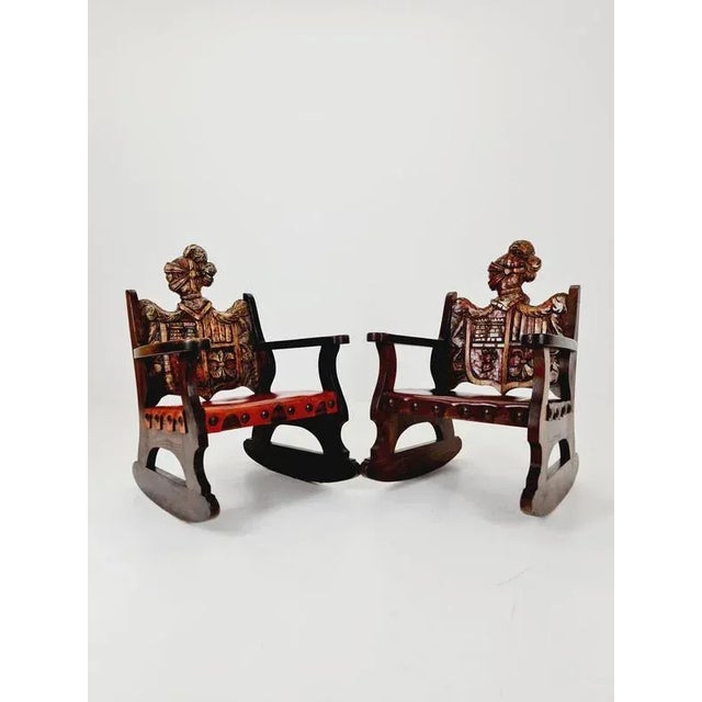 Antique Spanish Hand-Carved Wood Rocking Armchair, 1900s For Sale - Image 14 of 18