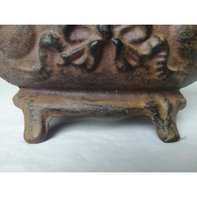 Metal Antique French Cast Iron Jardiniere Outdoor Indoor Planter Garden Decor For Sale - Image 7 of 14