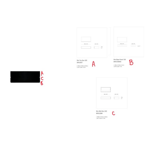 Minimal Italian modern Brix modular two-drawer dresser by Bensen, Italy. Glossy charcoal finish. Brix is a modular...