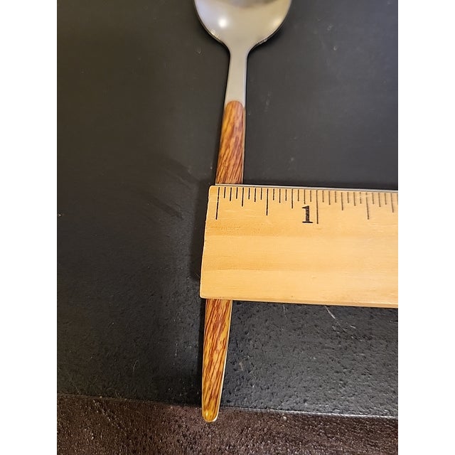 Brown Vintage MCM Tea Spoon Stainless Steel Teak Wood Handle Japan For Sale - Image 8 of 8