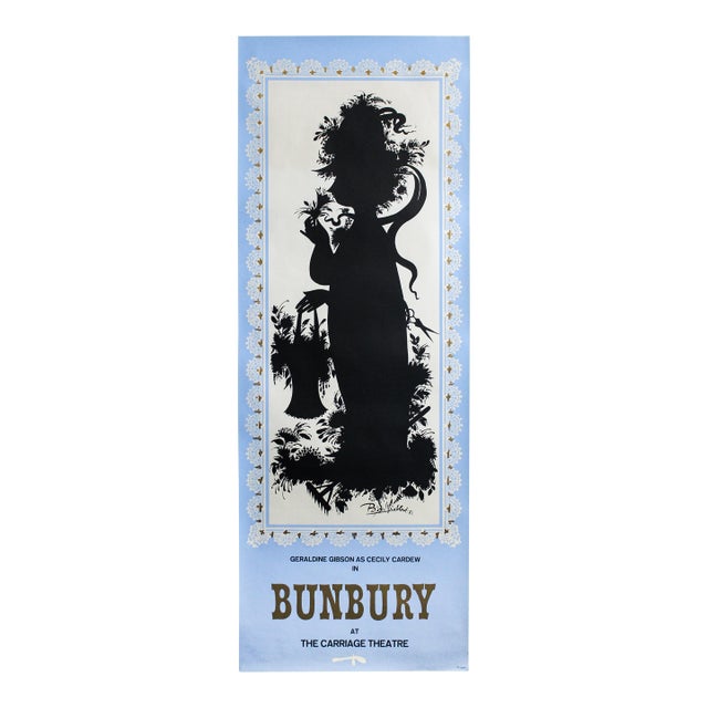 1963 Danish Poster, Bunbury at the Carriage Theater (Blue Version) by Bjorn Winblad For Sale