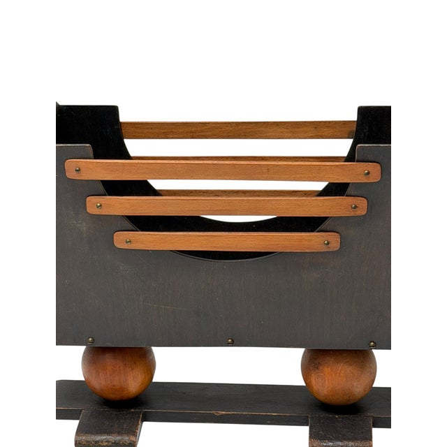 1930s Vintage Art Deco Magazine Rack in Black Lacquered Beech, 1930s For Sale - Image 5 of 7