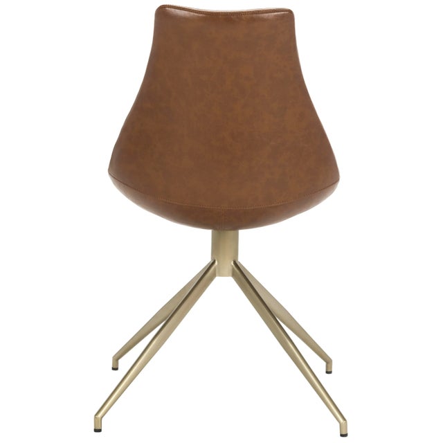 2020s Bailey Mid Century Modern Leather Swivel Dining Chair in Light Brown & Brass - a Pair For Sale - Image 5 of 10